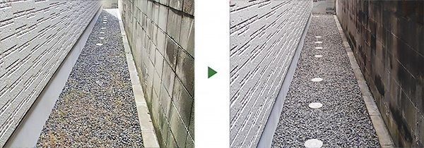 お家の裏手の除草と防草シートの施工　奈良県奈良市