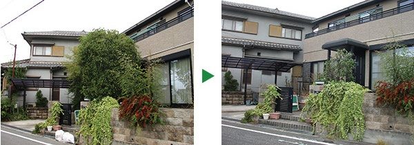 生垣と植木の剪定　富田林市