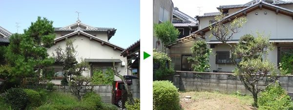 お庭の維持管理費を抑えた計画＜伐採の場合＞　奈良市