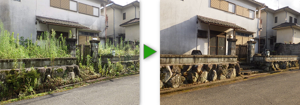空き家の一軒家の草刈り・薬剤散布をした事例　奈良県