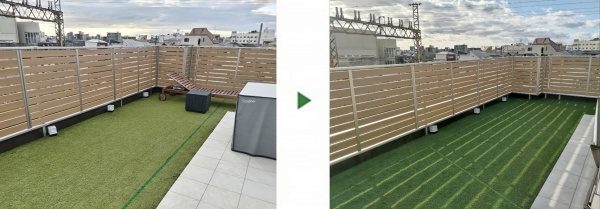 戸建て住宅の屋上にある人工芝を張替えした事例｜大阪市阿倍野区 K様
