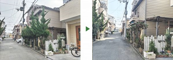 伸び放題になっていたカイヅカイブキの生垣を剪定した事例｜大阪市西淀川区K様