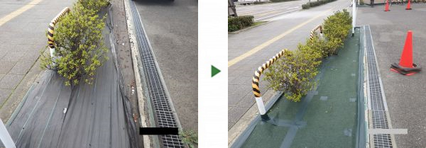 剥がれてきてしまった防草シートの張替えを実施した事例｜大阪市住吉区T株式会社様