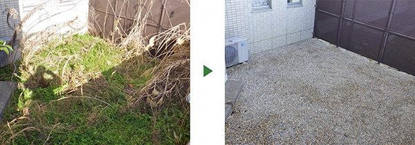 雑草を生えなくする! マンション専用庭の防草工事　和歌山県和歌山市