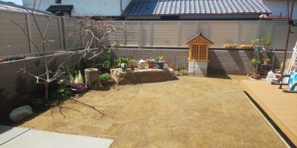 芝生の施工後
