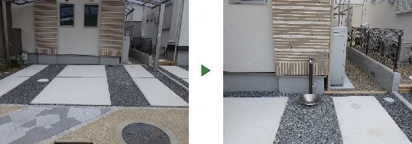 ガレージの散水栓を立水栓に付け替え　奈良県奈良市