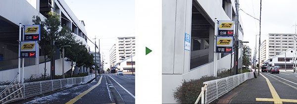 敷地からはみ出た駐車場の植木20本を剪定　大阪府豊中市　ショッピングモール